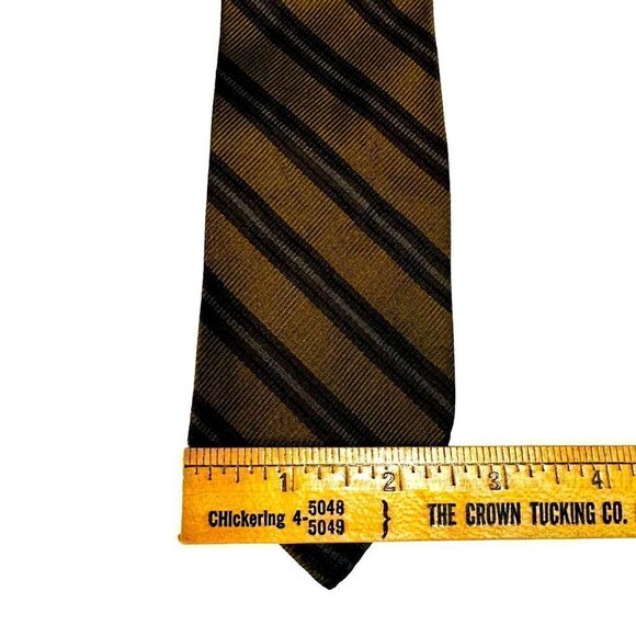 Vintage 60s Silk Reds, Greens and Golds Striped Neck ties - Picture 5 of 7